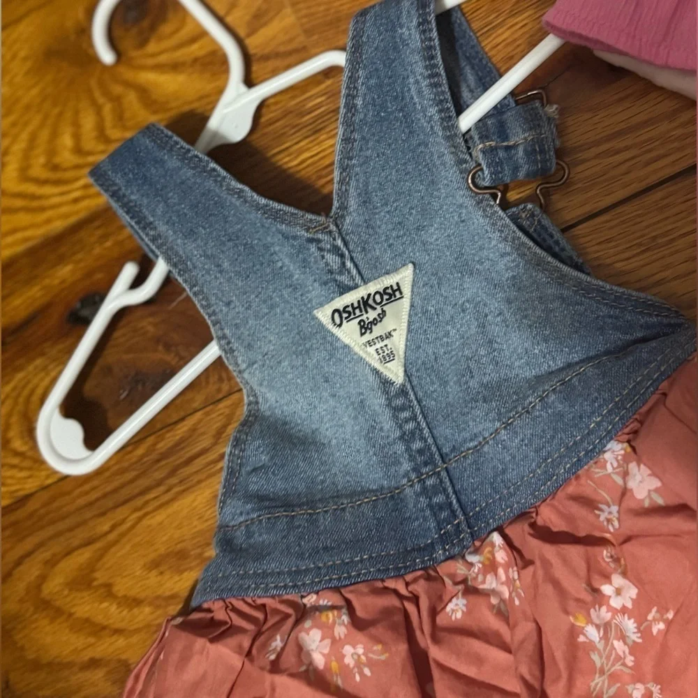 OshKosh B'gosh Blue Denim Overalls Floral
